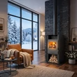 Șemineu pe lemne, 8 kW, cu geam termoizolantă, negru, MSKA8, BlauTech pentru living
