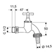 Robinet dublu serviciu cu rozeta T, Schell, 034050699, 1/2"