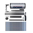Panou solar nepresurizat 150 l, 15 tuburi vidate, pentru apă caldă menajeră, termosifon, GOBE Plus – vedere piese