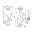 Dimensiuni pompa de recirculare apa calda Wilo Yonos PICO1.0 25/1-6, 4248084, 40 W, H max. 6 m, Q max. 3.6 mc/h, 180 mm, 230 V