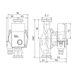 Dimensiuni pompa de recirculare apa calda Wilo Yonos PICO1.0 30/1-6, 4248089, 40 W, H max. 6 m, Q max. 3.6 mc/h, 180 mm, 230 V
