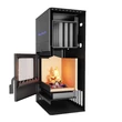 Șemineu termic pe lemne cu geam termoizolant – 18.4 kW, negru elegant, BlauTech