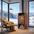 Șemineu pe lemne, 8 kW, cu geam termoizolantă, culoare maro, MSKA8, BlauTech pentru living