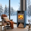 Șemineu pe lemne, 8 kW, cu geam termoizolantă, culoare albastru mat, MSKA8, BlauTech pentru living