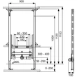 Desen dimensiuni cadru fixare bideu, TECEprofil, 9330000, pentru bideu montat pe perete, dimensiuni de instalare 500 x 1120 mm