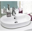 Lavoar Cersanit Caspia, montat pe blat, oval, alb, 60 cm