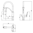 Baterie bucatarie monocomanda, cu pipa inalta, alb, LM3074C-White-EU, Lemark