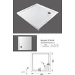 Dimensiuni cadita de dus patrata din ABS si acril 90 x 90 x 5 cm, RTA04 GLADYS