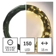 Ghirlanda luminoasa de Craciun cu 150 LED-uri nano, alb cald, 15 m, exterior si interior, timer, D3AW05, EMOS