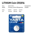 Baterie rotunda cu litiu 3 V, CR2016, VARTA Lithium