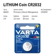 Baterie rotunda cu litiu 3 V, CR2032, VARTA Lithium