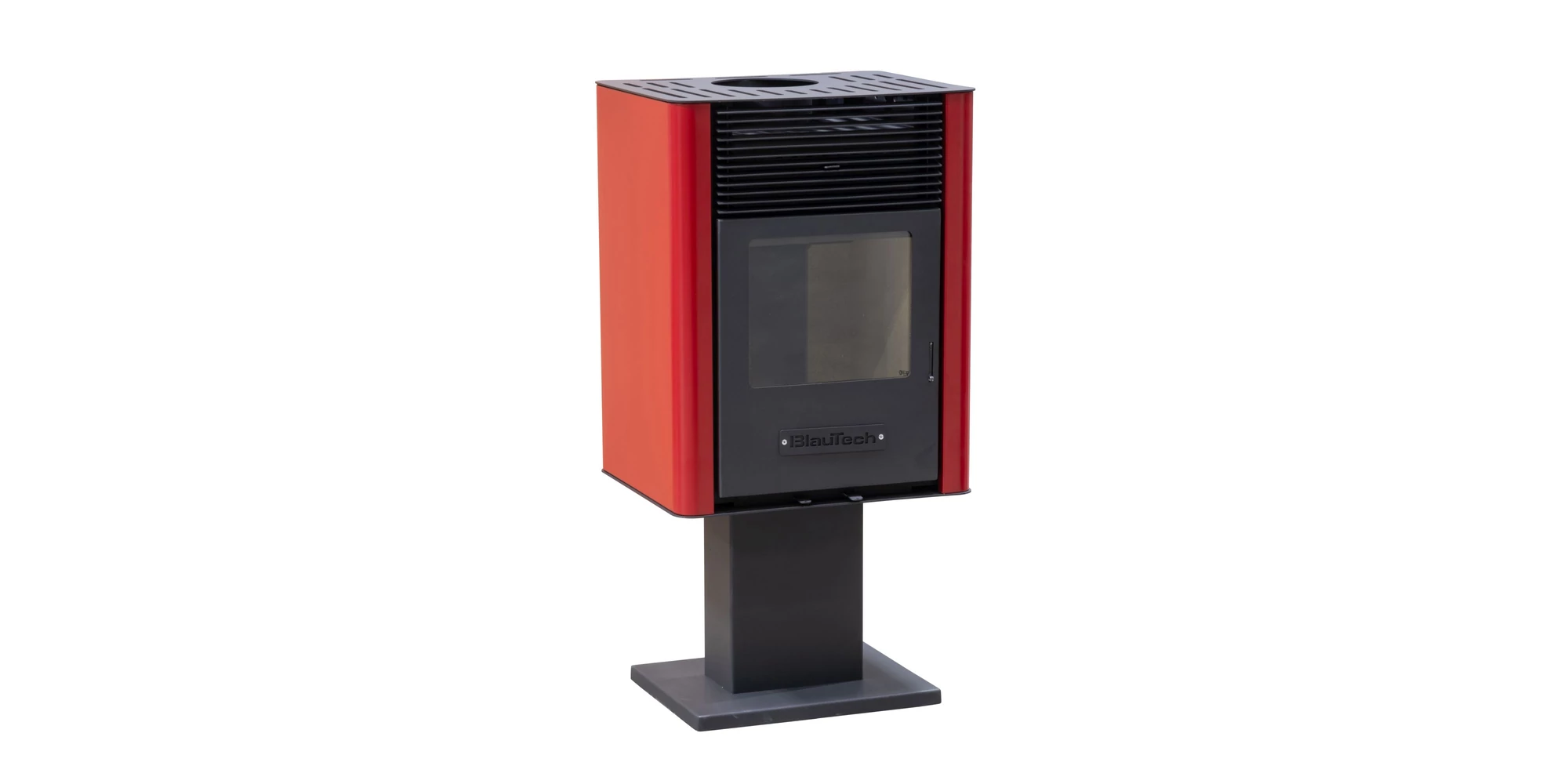 Semineu pe lemne 6 kW cu geam termoizolanta top rosu MSKA6-SR BlauTech