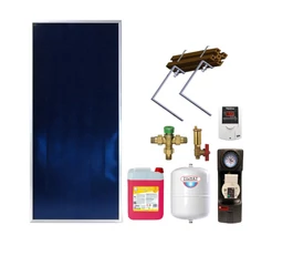 Pachet solar complet KIT S1, panou plan 2 m² BlauTech Plus, grup pompare WILO, controler TECH EU-21ND3, vas expansiune 25 l