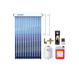 KIT S6 cu colector solar 30 tuburi GOBE grup pompare Pumpfix SOLAR EASY controler solar simplu TECH EU-21ND3 lichid solar vas expansiune set fixare ventil termostatic