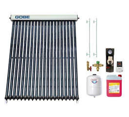 Pachet solar ACM KIT S6 cu colector solar 30 tuburi GOBE Plus, grup pompare Pumpfix, controler solar TECH, lichid solar, vas expansiune, set fixare, ventil termostatic
