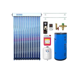 Pachet solar KIT S7 cu colector solar 30 tuburi GOBE boiler cu 2 serpentine 300 l HeizTech grup pompare Pumpfix SOLAR EASY controler solar simplu TECH EU-21ND3 lichid solar vas expansiune set fixare ventil termostatic