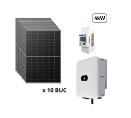 Pachet fotovoltaic monofazat 4 kW cu panou solar fotovoltaic 430 W LR5-54HTH-430M LONGi invertor solar ON/OFF Grid 4 kW SUN2000-4KTL-L1 HUAWEI si senzor de putere 100A/40 mA DDSU666-H HUAWEI