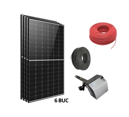 Pachet fotovoltaic 2 kW cu panou solar fotovoltaic monocristalin 420 W cu cadru negru AXIblackpremium XL HC AC420MH/144V AXITEC rezistenta electrica 2000 W fotovoltaica ACM DC2000W 100-360 myPV cabluri si accesorii