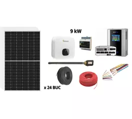 Pachet fotovoltaic 9 kW cu panou solar fotovoltaic 375 W LR4-60HPH-375M LONGi invertor 10 kW MOD 10KTL3-XH Growatt regulator AC THOR 9S my-PV contor de energie myPV rezistenta electrica 9 kW 380 V 20-0600 myPV cabluri si accesorii