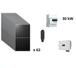 Pachet fotovoltaic trifazat 30 kW cu panou solar fotovoltaic 525 W LR5-66HTH-525M LONGi invertor solar ON/OFF Grid 30 kW SUN 2000-30KTL-M3 HUAWEI contor inteligent trifazat 100A/40 mA DTSU666-H HUAWEI si modul smart Wi-Fi Huawei Dongle