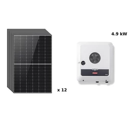 Pachet fotovoltaic trifazat 4.9 kW cu 12 panouri solare fotovoltaice 415 W, LR5-54HPH-415M, LONGi, invertor solar trifazat, 7.5 kW peak, Fronius Symo GEN24 5.0