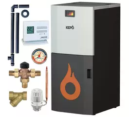 Pachet incalzire GOLD cu cazan pe peleti cu curatarea automata a arzatorului 25 kW KEPO cu KIT de instalare