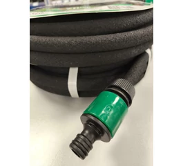 Furtun poros pentru irigare prin picurare, cu racorduri rapide, 10 m negru