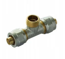 Teu redus strangere pentru teava multistrat, 16 x 1/2" x 16, filet exterior, APE Teu redus strangere pentru teava multistrat, 16 x 1/2" x 16, filet exterior, APE