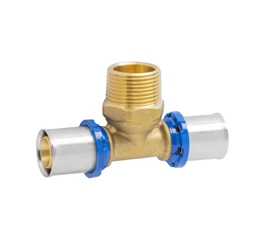 Teu presare 16 x 1/2", filet exterior, APE RACCORDERIE, alama, pentru tevi multistrat