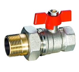 Robinet de trecere pentru apa cu bila si fluture, racord olandez, DN 1/2", GOBE, filet interior-exterior