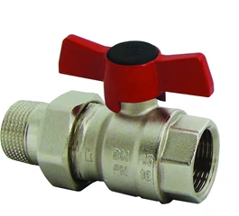 Robinet de trecere cu sfera si fluture, racord olandez, HERZ, DN 1/2", filet interior-exterior