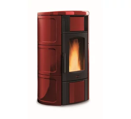 Termosemineu pe peleti, tip centrala, 5,4–19 kW, putere transmisa apei 4,0–14,7 kW  pentru 545 m3, Iside Idro 5.0, La Nordica-Extraflame, culoarea Bordeaux