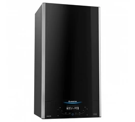 Centrală termică murală pe gaz în condensare 24 kW pentru încălzire și preparare ACM, Ariston Alteas One + Net, Wi-Fi integrat, panou din sticlă neagră, cu tubulatură