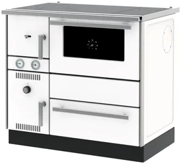 Soba de gatit cu plita si cuptor tip centrala Alfa Plam AlfaTerm20 23 kW alb dreapta