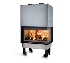 Focar de semineu monobloc de colt din fonta pe combustibil solid 10 kW pentru 287 m3 Monoblocco 800 Angolo La Nordica-Extraflame