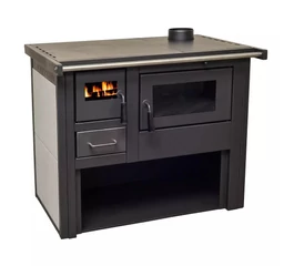 Soba pentru incalzit si gatit tip centrala pe lemne 12 kW bej evacuare in partea de sus Termo Plus