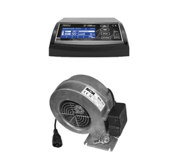 Pachet automatizare pentru cazanele pe combustibil solid BlauTech 28, 37, 47 kW, cu controler EU28N PID SIGMA și ventilator WPA 117 TECH
