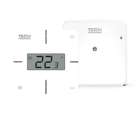 Termostat de cameră wireless cu modul WiFi, EU-T-2x WiFi TECH, senzori temperatură și umiditate, opțiune senzor pardoseală, alimentare 2 x AAA + 230V, ieșire potențial-liber 230V AC/0,5A și 24V DC/0,5A