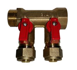Distribuitor 2 cai, de 3/4" cu robinet si racord 16 x 1/2", GOBE