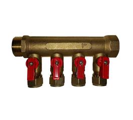 Distribuitor 4 cai, de 3/4" cu robinet si racord 16 x 1/2", GOBE