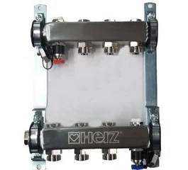 Set distribuitor inox compact 3 cai, pentru incalzire, cu intrare 1" si iesiri 3/4", HERZ, 1863403