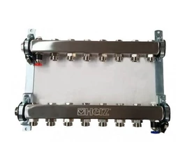 Set distribuitor inox compact 8 cai, pentru incalzire, cu intrare 1" si iesiri 3/4", HERZ, 1863408