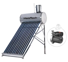 Panou solar 120 litri nepresurizat cu 12 tuburi vidate rezervor si suport otel inoxidabil pentru preparare apa calda menajera HeizTech