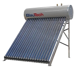 Panou solar presurizat 125 litri, cu 15 tuburi vidate, rezervor inox, pentru apă caldă menajeră, BlauTech Plus