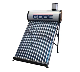 Panou solar nepresurizat 150 litri cu 15 tuburi vidate, GOBE Plus, pentru preparare apă caldă menajeră, termosifon, rezervor inox, vas flotor 5 litri