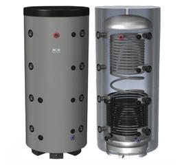 Rezervor de acumulare cu 1 serpentina pentru incalzire si cu 1 serpentina pentru prepararea apa calda menajera Hajdu, 500 l