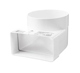 Cot 90 grade conectare tub rotund/rectangular PVC, 110 x 55 mm, diametru 100, pentru tubulatură ventilație, 521, VENTS