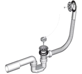 Sifon pentru cadă de baie cu dop, PP, H=450 mm, grilă Ø 70 mm, LIV 196753