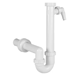 Sifon lavoar tip S cu racord mașină de spălat 1x, scurgere laterală Ø40 mm, fără ventil, cu clapetă antimiros, STYRON STY-638-4