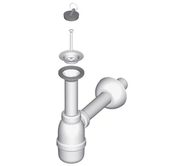 Sifon lavoar PP, grilă Ø 60 mm, scurgere Ø 32 mm, LIV 201647